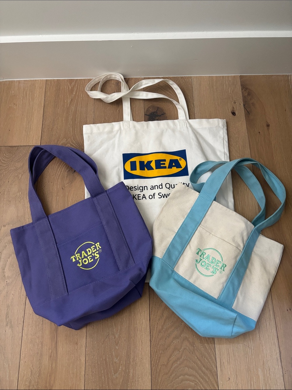 2 Trader Joe's mini totes & one IKEA tote bundle
